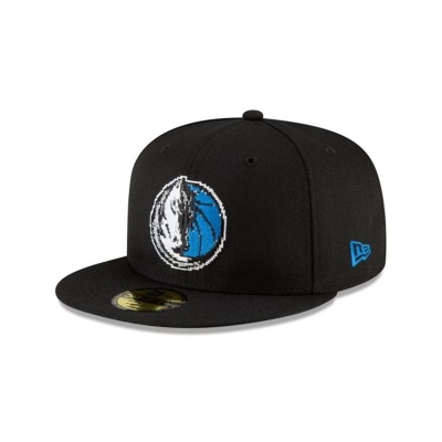 Black Dallas Mavericks Hat - New Era NBA Pixel 59FIFTY Fitted Caps USA7589214